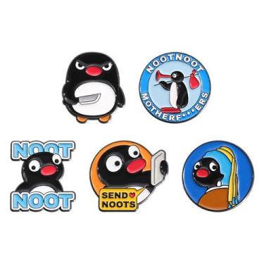 Imagem de Conjunto de broches, pinguim de desenho animado, distintivo de lapela 