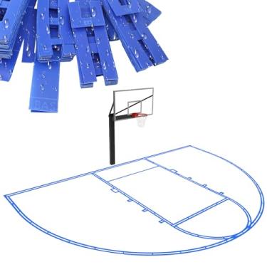 Imagem de Kit de marcação de quadra de basquete, kit de estêncil de quadra de basquete resistente, à prova d'água | Modelos de plástico de fácil instalação, mais de 100 vezes, kit de marcação de basquete se