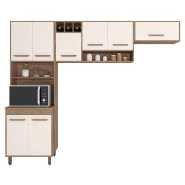 Imagem de Armario de Cozinha Barcelona Com 8 Portas e Pés Reguláveis Carvalho Oak/Off White