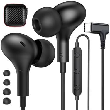 Imagem de APETOO Fones de ouvido USB C magnéticos com fio, cancelamento de ruído, ângulo reto, tipo C, com controle de volume, graves estéreo para iPhone 17 16 15/iPad Pro/Samsung/Google Pixel/OnePlus, preto