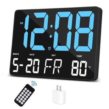 Imagem de Amgico Despertador digital com soneca, temperatura, escurecimento automático, calendário grande de exibição de 29 cm, relógio de mesa/parede para quarto, sala de estar, escritório, casa, sala de aula