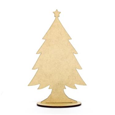 Imagem de Kit 10 Pinheirinho de Natal MDF Cru 3mm com Estrela e Base – Corte a Laser Decorativo