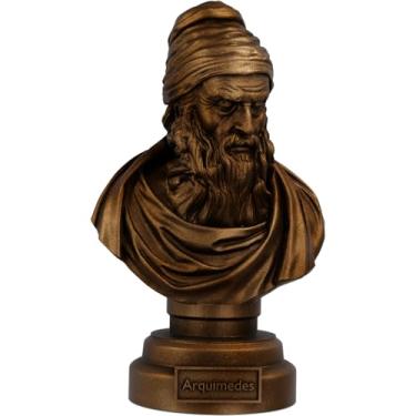 Imagem de Estátua Busto Arquimedes de Siracusa - Matemático Grego (Cor Cobre Antigo)