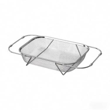 Imagem de Escorredor de Pia Inox Peneira - Com Alça Retrátil em Aço Inoxidável e Fácil de Limpar para Cozinha - Auxiliar Prático para Lavar Legumes e Frutas(1)