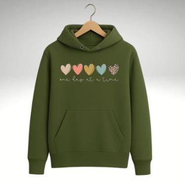 Imagem de Blusa de Moletom Feminino Canguru Estampado Coração Moderno-Feminino