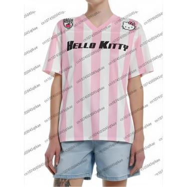 Imagem de Camiseta V-neck Sanrio Hello Kitty Para Mulheres E Homens, Leve, Respi