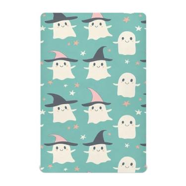 Imagem de Wassud Lençóis de berço respiráveis com estampa de Halloween, capas de colchão de berço de 68 x 99 cm, neutros para meninos e meninas (serve para berço padrão e embalagem e brincadeira)