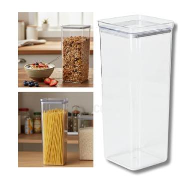 Imagem de Pote Hermético 3.500ml Lumini Paramount – Tampa Preta ou Transparente | Porta Mantimentos Alto para Massas, Cereais, Arroz, Feijão e Grãos (TRANSPARENTE)