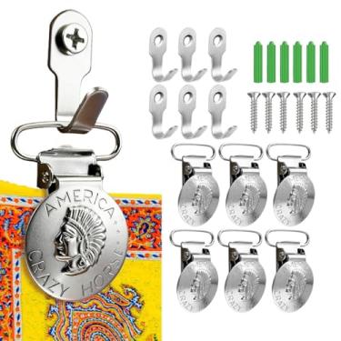 Imagem de Suportes para Tapeçarias - 6 Peças De Grampos De Metal Anti-Deslizante | Design de Figura de Chefe Indígena para Prender na Parede - Para Cortinas, Roupas, Tapetes, Cobertores, Têxteis e