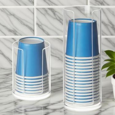 Imagem de Pacote com 2 dispensadores de copos de banheiro - suporte de bancada - suporte de copo para enxaguante bucal