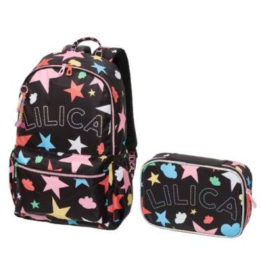 Imagem de Kit Mochila Costas Estojo Box Lilica Ripilica Lovit Prisma Pacific Pre