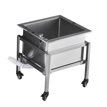 Imagem de Pia de cozinha comercial, pia de lavanderia portátil, pia de aço inoxidável para uso ao ar livre para lavagem, com kit de pia de escorredor (48 cm/18,9 pol.)