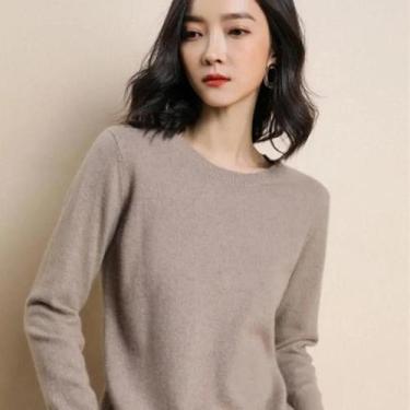 Imagem de Suéter Feminino De Tricô Com Gola Redonda, Quente E Casual, Moda Corea