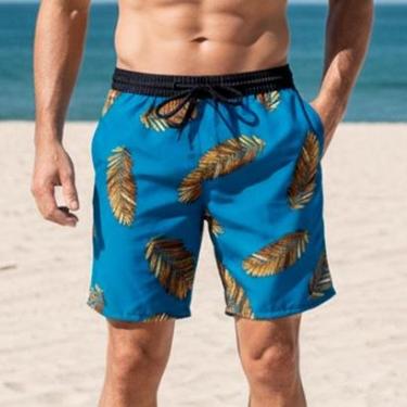 Imagem de Bermuda Estampada Tactel Elastano Short Premium Leve Praia - Preto - Florido - P-Masculino