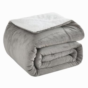Imagem de CHOSHOME Manta de lã Sherpa grossa, aconchegante e quente, macia e suave, para a cama ou o sofá, Cinza claro, 152 x 203 CM(Engrosar)