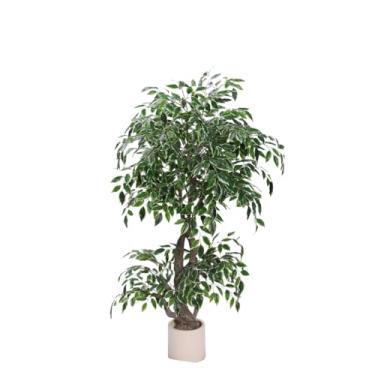 Imagem de Ficus artificial com tronco de árvore natural, planta falsa decorativa para ambientes internos e externos com vaso