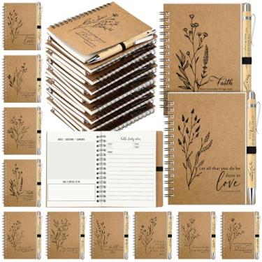 Imagem de Resurhang Caderno espiral com versículo bíblico 200 peças com canetas cristãs de bambu, bloco de notas religioso, diário inspirador, presentes cristãos para o dia das mães, enfermeiras, professoras