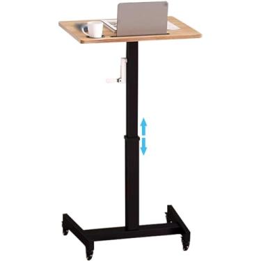 Imagem de Mesa de pé móvel para laptop, mesa de balanço ajustável, mesa móvel para computador com rodas, mesa sobrecama com compartimentos para copos, para sofá, sala de estar