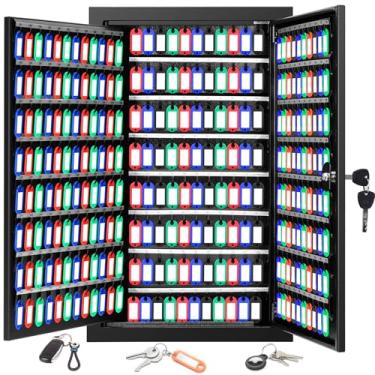 Imagem de Oepmoc Suporte de parede com 376 chaves com 376 ganchos numerados e 376 etiquetas coloridas para chaves, armário anti-roubo com compartimento para devolução de chaves, organizador de chaves para carro