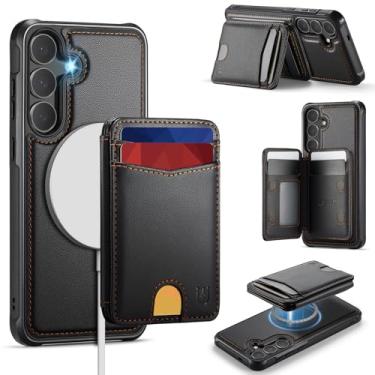 Imagem de Usroom Capa carteira para Samsung Galaxy S25 compatível com Magsafe, suporte magnético 2 em 1 com bloqueio de RFID, suporte destacável, à prova de choque, capa para celular para Galaxy S25 de 6,2