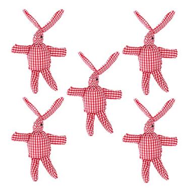 Imagem de CUOFYUNL 5 unidades de coelhos pequenos brinquedos de pelúcia decoração em formato de coelho enfeite de animal fofo para bolsa (Vermelho e Branco)