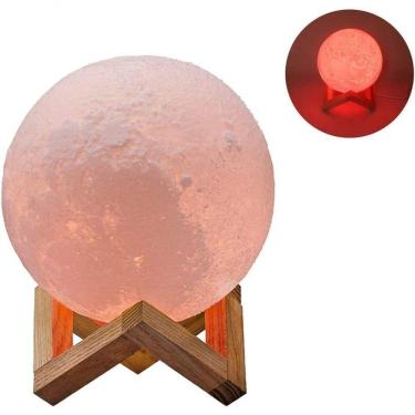 Imagem de Luminária Lua 3d Com Base De Madeira Touch Usb Decorativa Lua