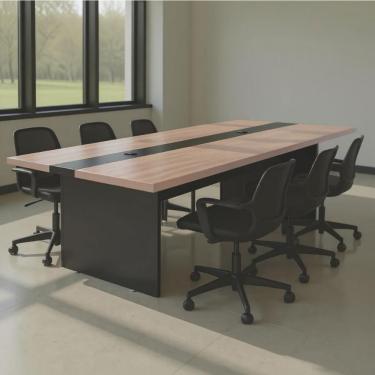 Imagem de Mesa De Reunião Executiva 6 Lugares Premium 2,40m Nogueira
