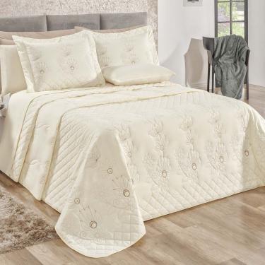 Imagem de Kit Cobre Leito Mirabello Casal Queen 5 Peças Percal 150 Fios 100% Algodão - Marfim