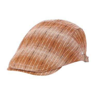 Imagem de Chapéu Gatsby Newsboy com boné plano, xadrez marrom para homens, leve 