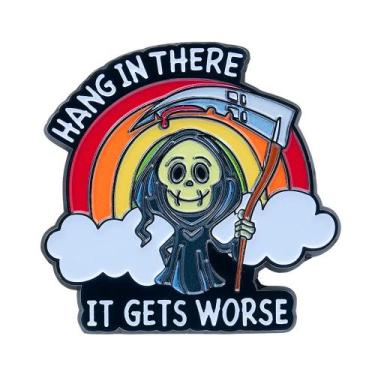 Imagem de Pinos de broche pendurados lá Grim Reaper Rainbow Alloy 4x3,9 cm - Yiw