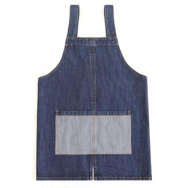 Imagem de Avental ajustável, jeans lavado com alça H e bolso grande - yiweisai