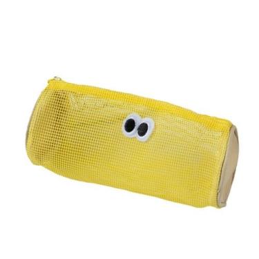 Imagem de Estojo para lápis, cilindro de malha amarela, grande capacidade 34g - 