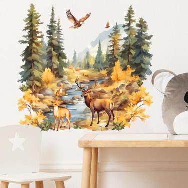 Imagem de Adesivos de parede Forest Animal Deer Bear PVC 23x11cm Scenic R - yiwe