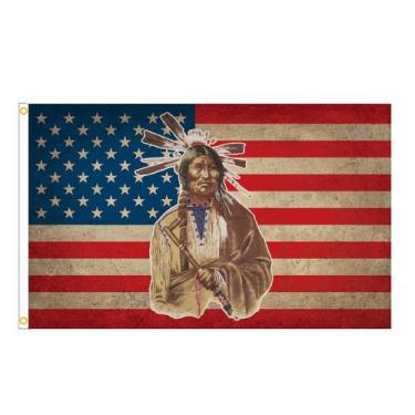 Imagem de Bandeira vintage da Índia americana, bandeira de poliéster 90x150cm - 