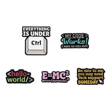 Imagem de Conjunto de broches, blusa de liga esmaltada estilo geek, 5 peças - yi