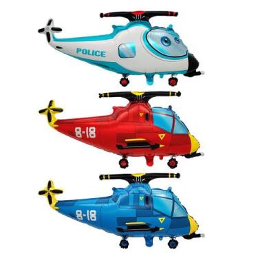 Imagem de Conjunto de balões, folha de helicóptero, 3 peças, tema policial de de