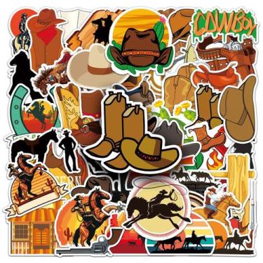 Imagem de Pacote de adesivos Cowboy Western Cartoon, 50 unidades à prova d'água 