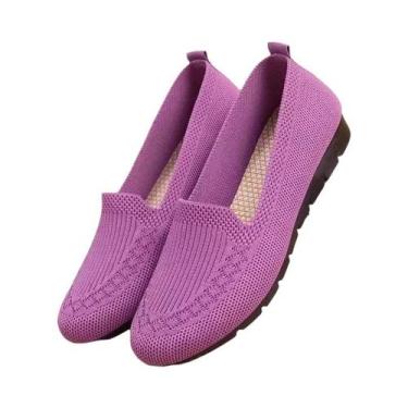 Imagem de Sapatos Femininos Confortáveis De Malha Com Bico Plano Para Escritório