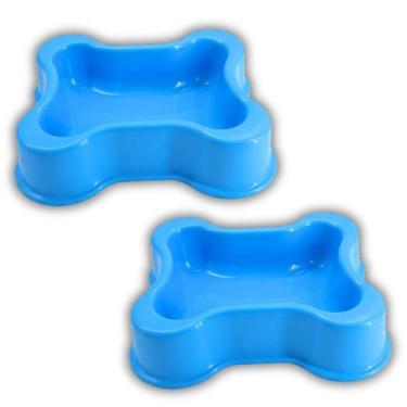 Imagem de 2x Comedouro Pet Linha Osso (700ml) Cor Azul FAMAPET