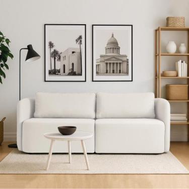 Imagem de Sofá 3 Lugares Orgânico 180 cm Helio em Madeira Bouclê K01 - D Rossi -