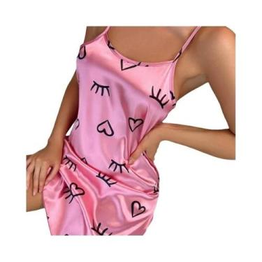 Imagem de Camisola Sexy De Cetim Com Costas Descobertas E Alças Para Mulheres, C