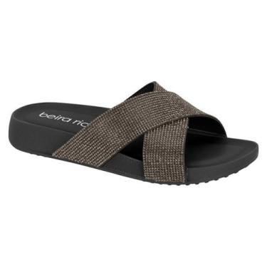 Imagem de Tamanco Papete Beira Rio Conforto Slide Strass Brilho  , Preto, 38