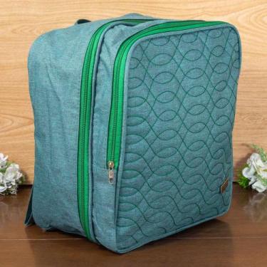 Imagem de Mochila Mala de Maternidade Zíper Duplo Ondas Verde - ALYAHT, U, Verde