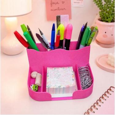 Imagem de Organizador de Mesa Rosa Porta Canetas e Papelaria em Impressão 3D  Co