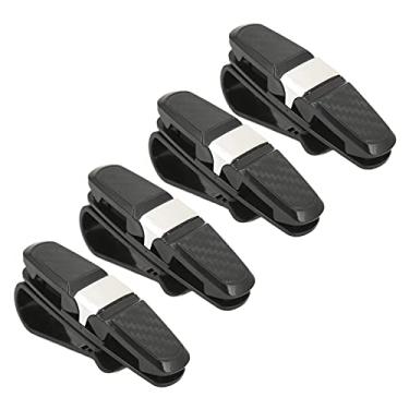 Imagem de Suportes para óculos de sol do carro, suporte para óculos de suporte de clipe rotativo de 180 graus anti-queda com clipe de cartão de passagem para interior automotivo(Prata)