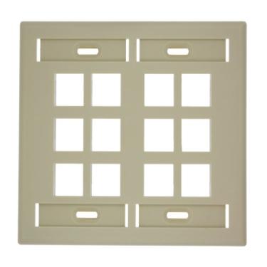 Imagem de Leviton 42080-12I Placa de parede Quickport com janela para identidade, entrada dupla, 12 portas, marfim