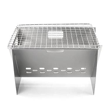 Imagem de Wemay Fogão a lenha para acampamento ao ar livre portátil dobrável de aço inoxidável para mochila com de grelha