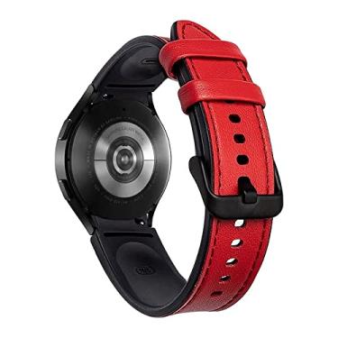 Imagem de Pulseira de Couro Hibrido LTIMPORTS, compativel com Galaxy Watch 6 - Galaxy Watch6 Classic - Galaxy Watch 5 - Galaxy Watch5 Pro - Galaxy Watch 4 - Galaxy Watch4 Classic (Vermelho)