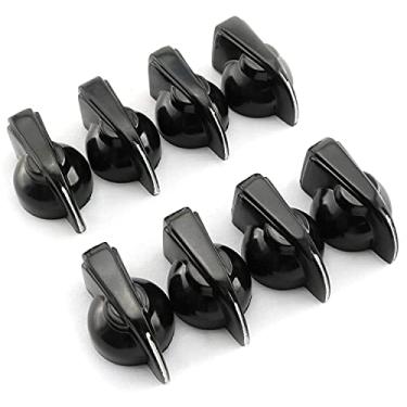 Imagem de Longdex Puxador de cabeça de galinha 8 peças preto vintage amplificador de guitarra botão de potenciômetro com parafuso de conjunto