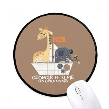 Imagem de Tapete de mouse marrom com desenho de girafa elefante para computador